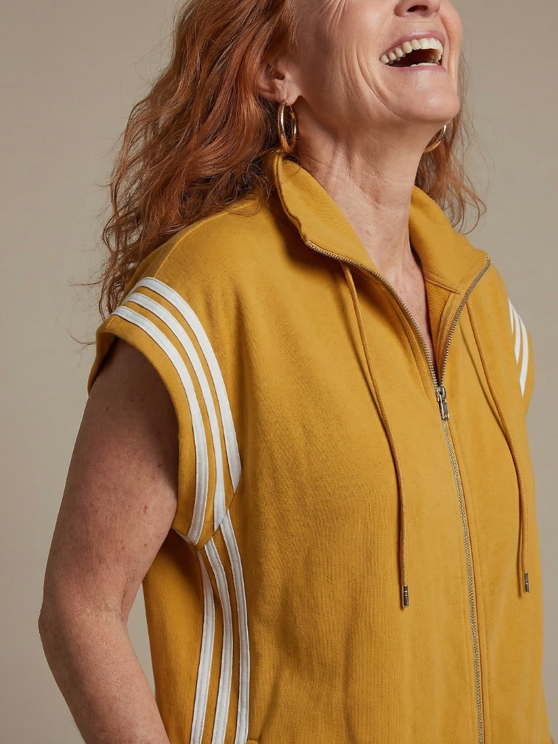 Lark | Striped Panel Zip-Front Jumpsuit