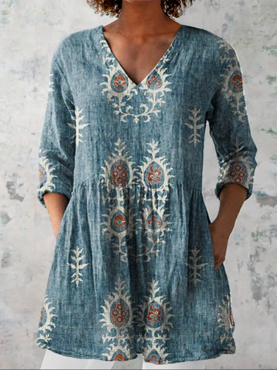 Elise | V-Neck Long Blouse