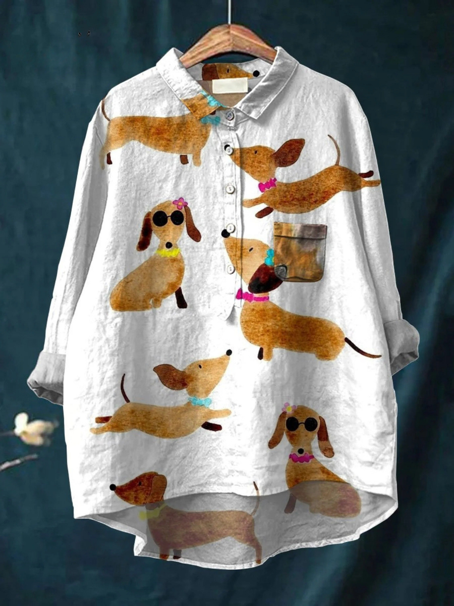 Allyson | Adorable Dachshund Art Print Casual Tee