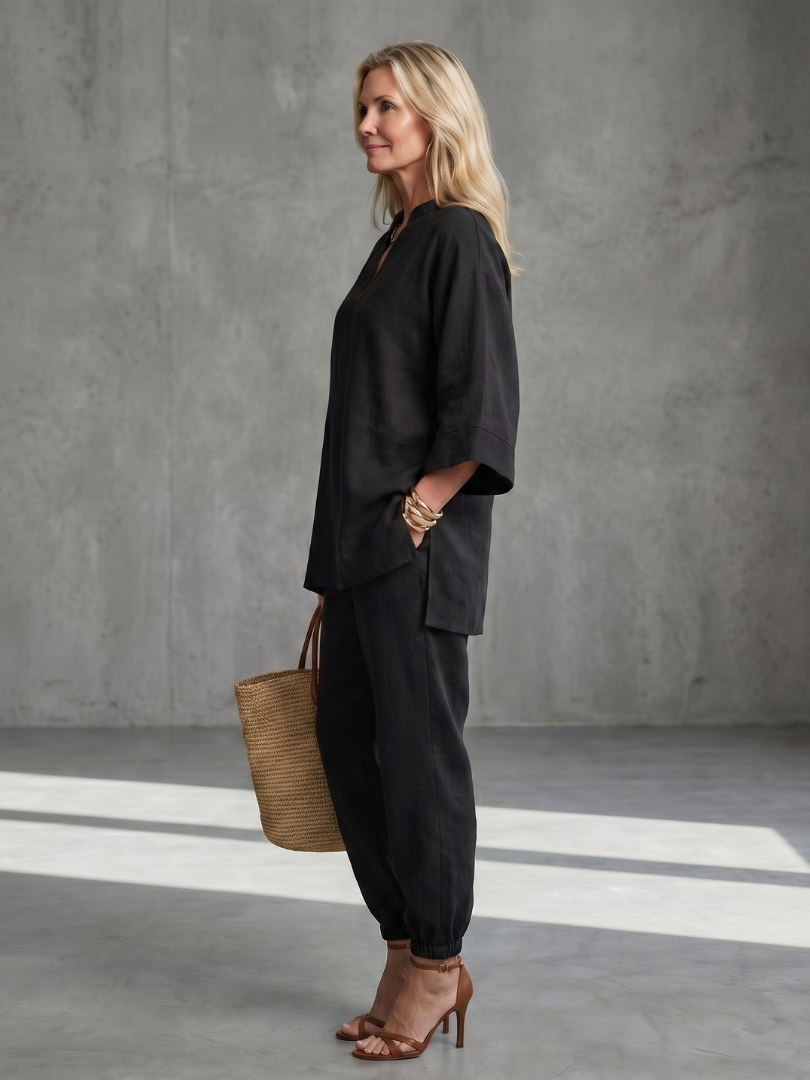 Georgiana | V-Neck Tunic and Gathered Trouser Ensemble