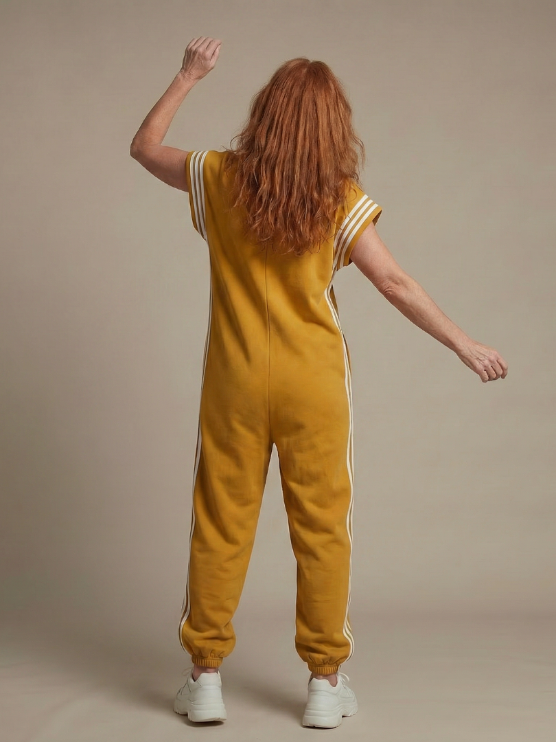 Lark | Striped Panel Zip-Front Jumpsuit