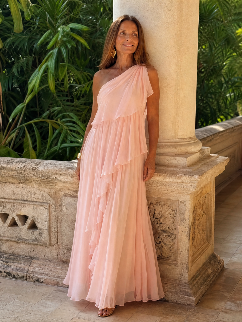 Eliana | One-Shoulder Chiffon Maxi Dress