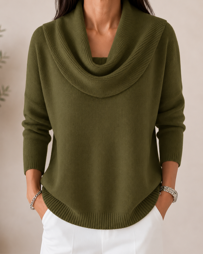 Caralina™ | Chic Cowl Neck Knit Sweater