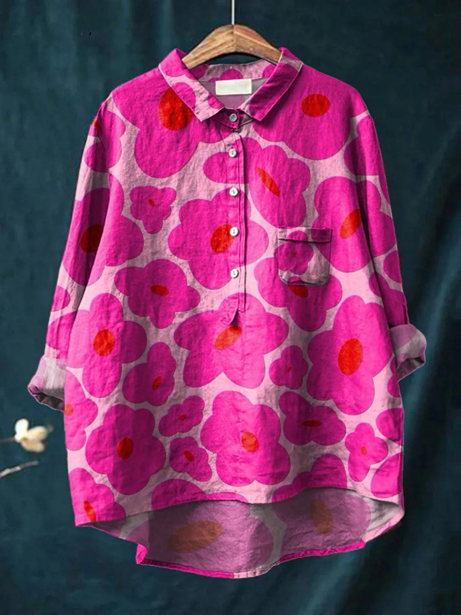 Amayah | Women's Casual Shirt with Vibrant Pink Floral Print