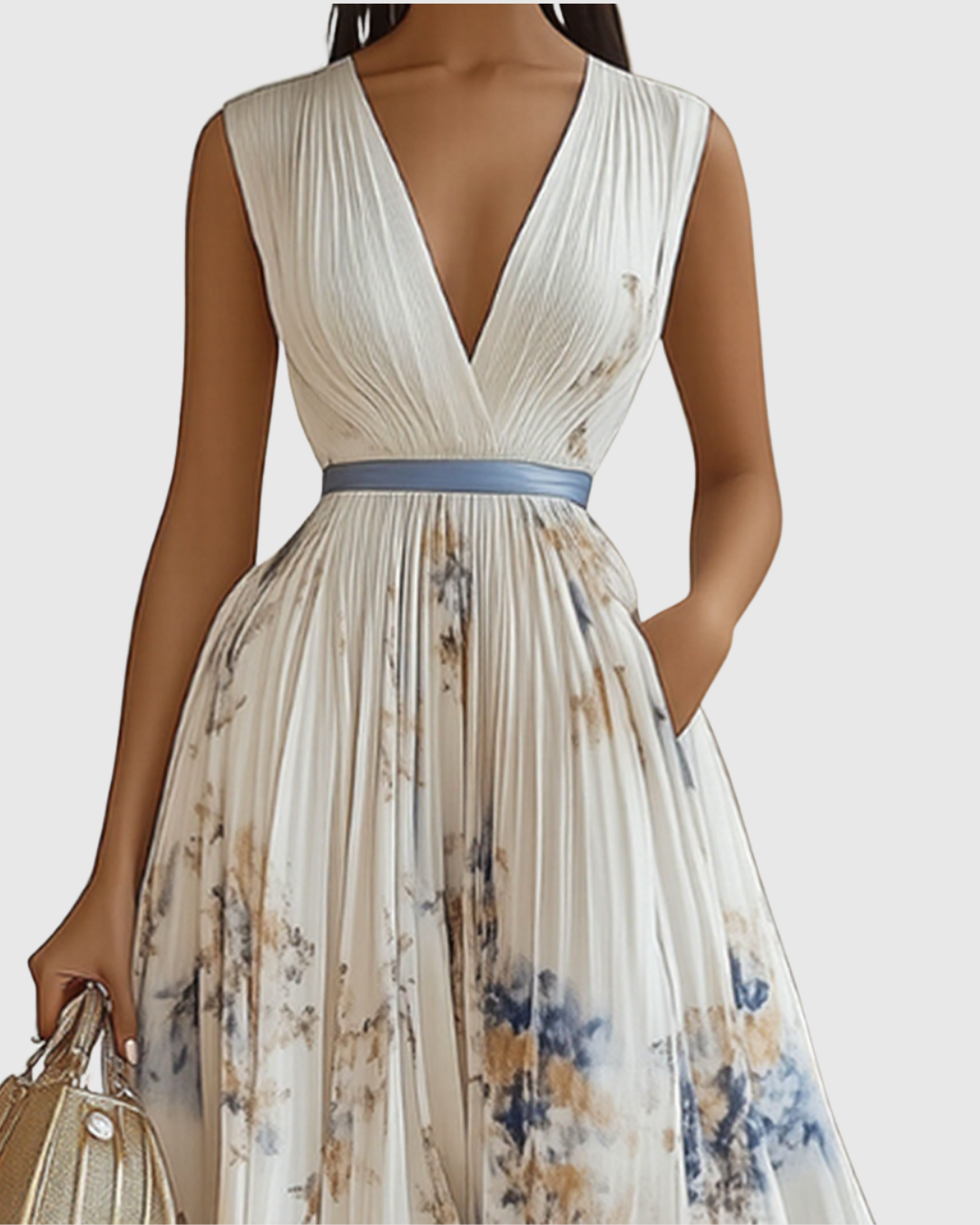 Rowella | Chic Pleated Maxi Gown