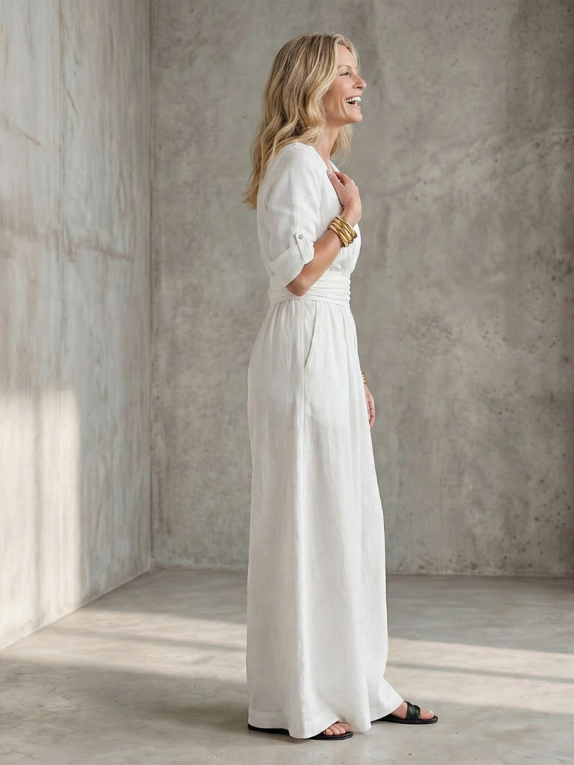 Wanda | Wide Leg Jumpsuit with Cross Front Design