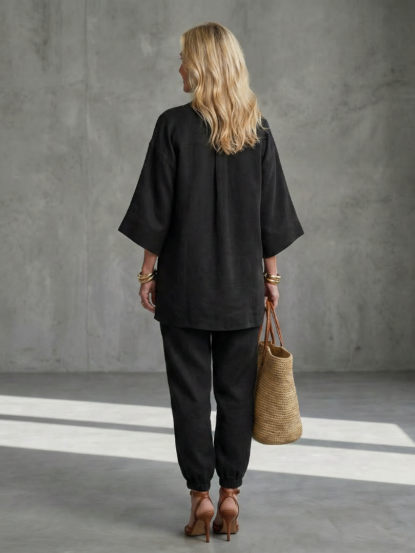 Georgiana | V-Neck Tunic and Gathered Trouser Ensemble