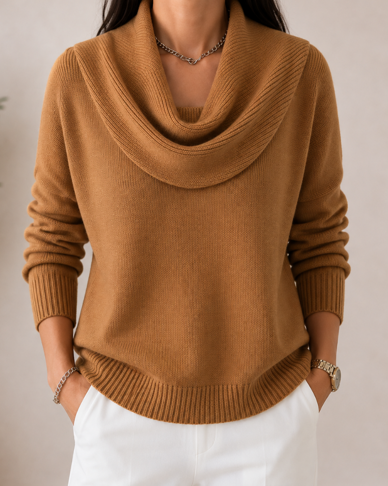 Caralina™ | Chic Cowl Neck Knit Sweater