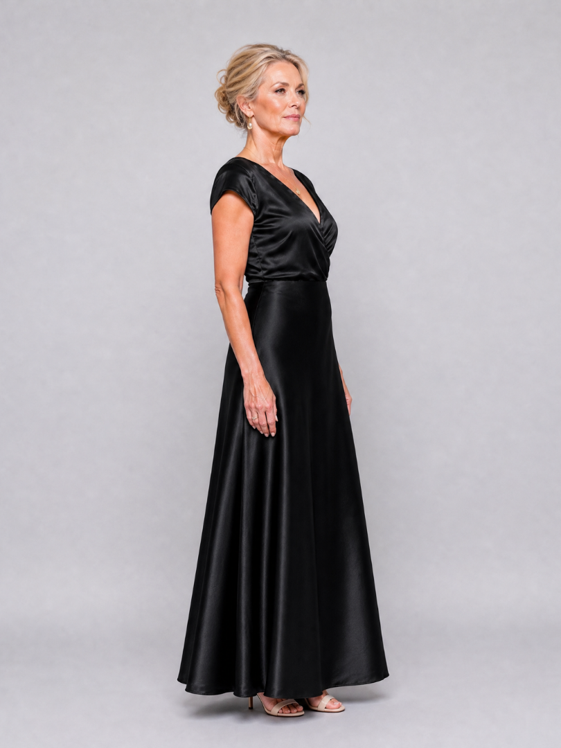 Samouse | Maxi Dress with Cap Sleeve and Wrap Bodice