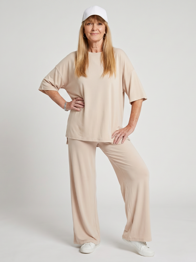 Ramse | Oversized Short Sleeve Top & Wide Leg Pants Ensemble