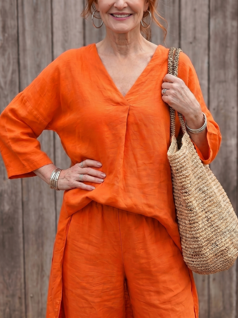 Onyx | Relaxed Tunic Top with Wide Leg Pant Set