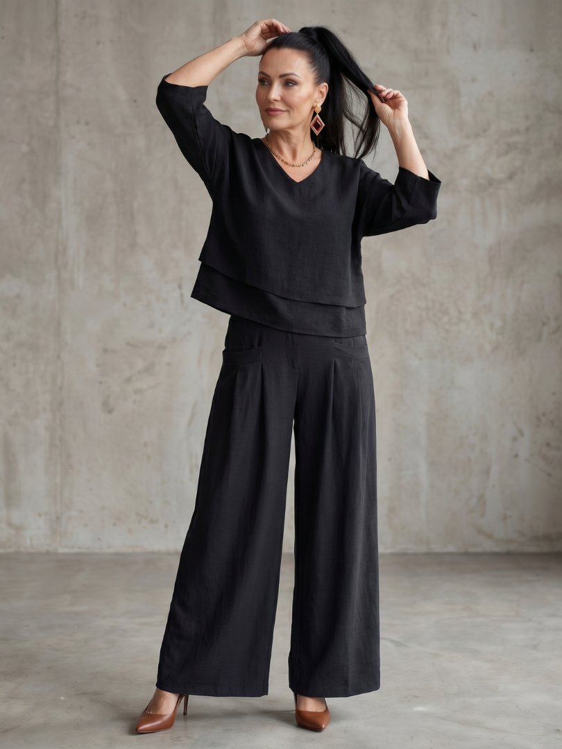 River | Layered Top and Wide Leg Pants Set