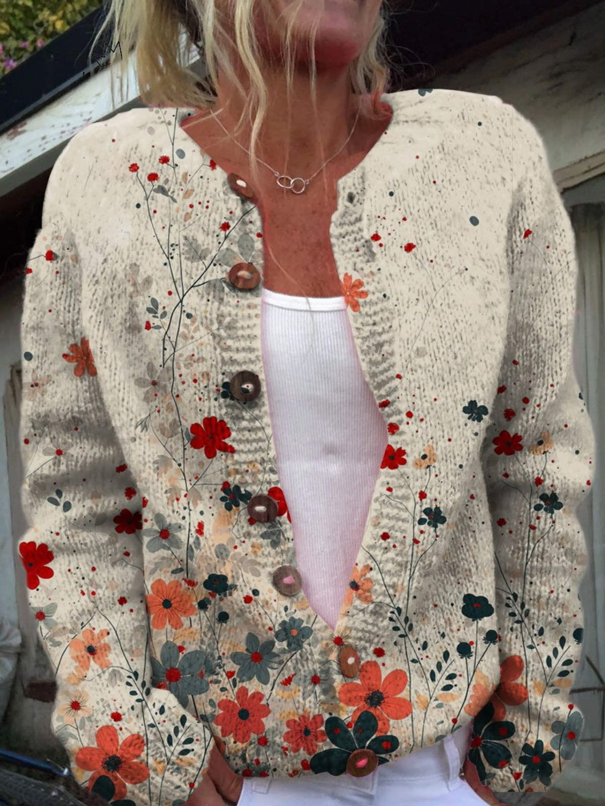 Sabrina™ | Retro Floral Knit Cardigan