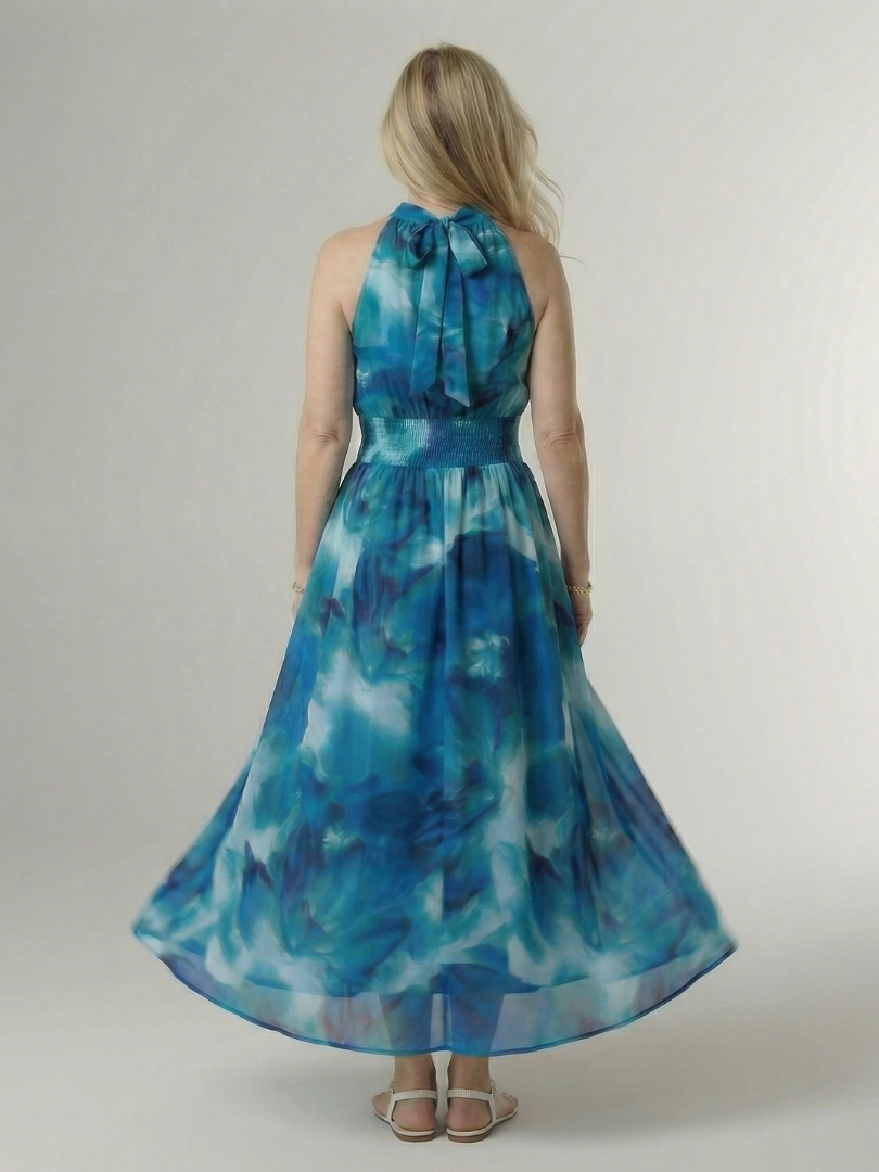 Sylin | Halter Midi Dress with Gathered Details