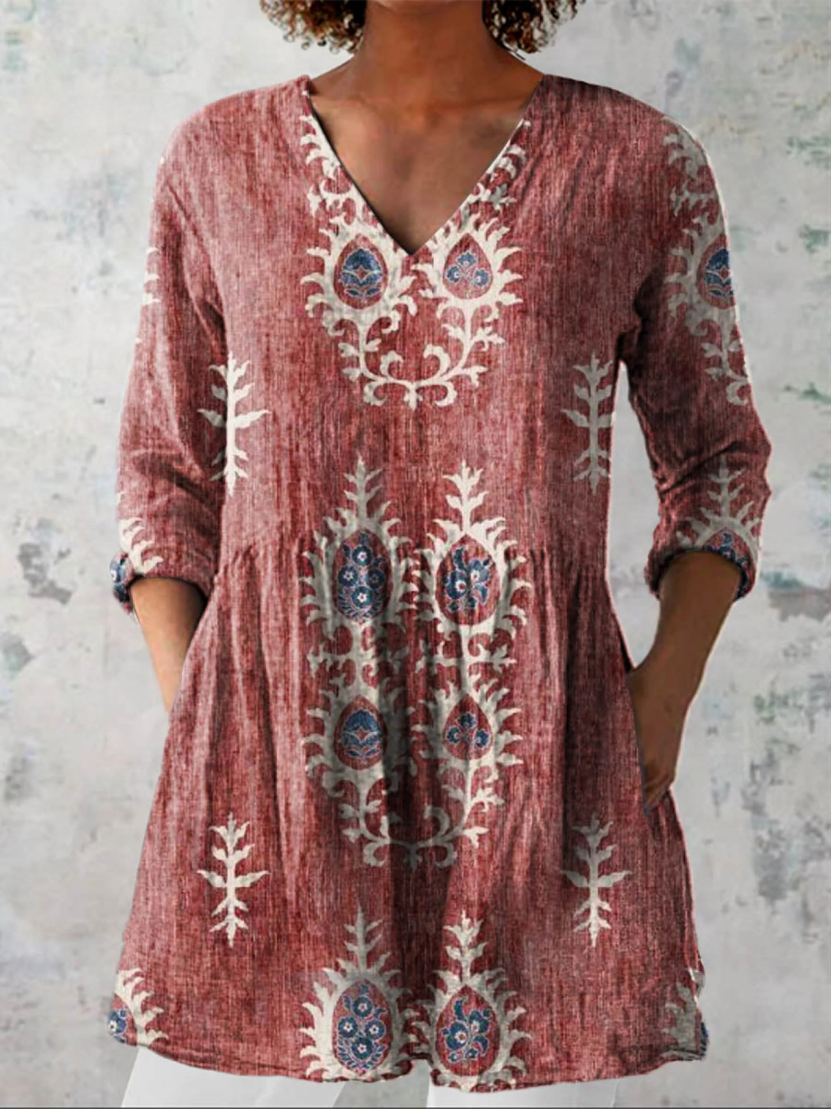 Elise | V-Neck Long Blouse