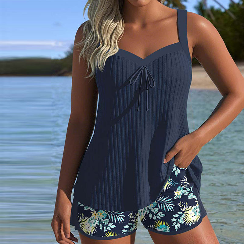 Alice | Floral Print Two-Piece Beach Tankini Set