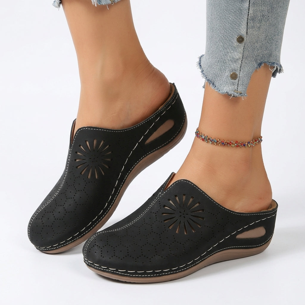 Floralie™ - Floral Cutout Mules for Everyday Comfort