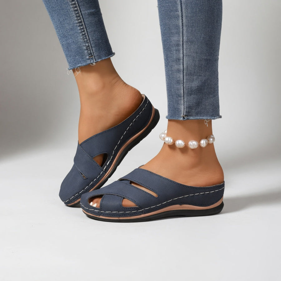 Clémentille™ — Elegant Low-Heel Cut-Out Mules for Natural Comfort