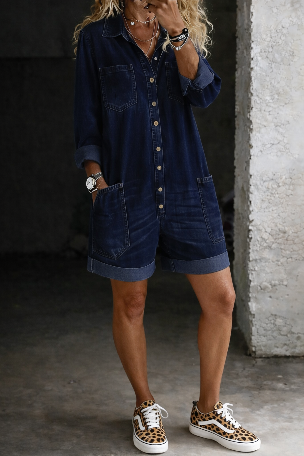 Nora | Relaxed Denim Short Jumpsuit