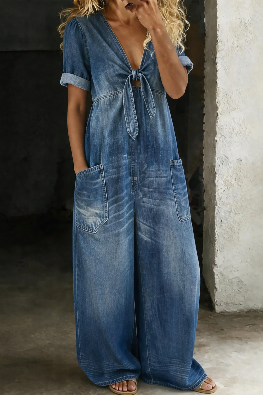 Maya | Short Sleeve V-Neck Jumpsuit