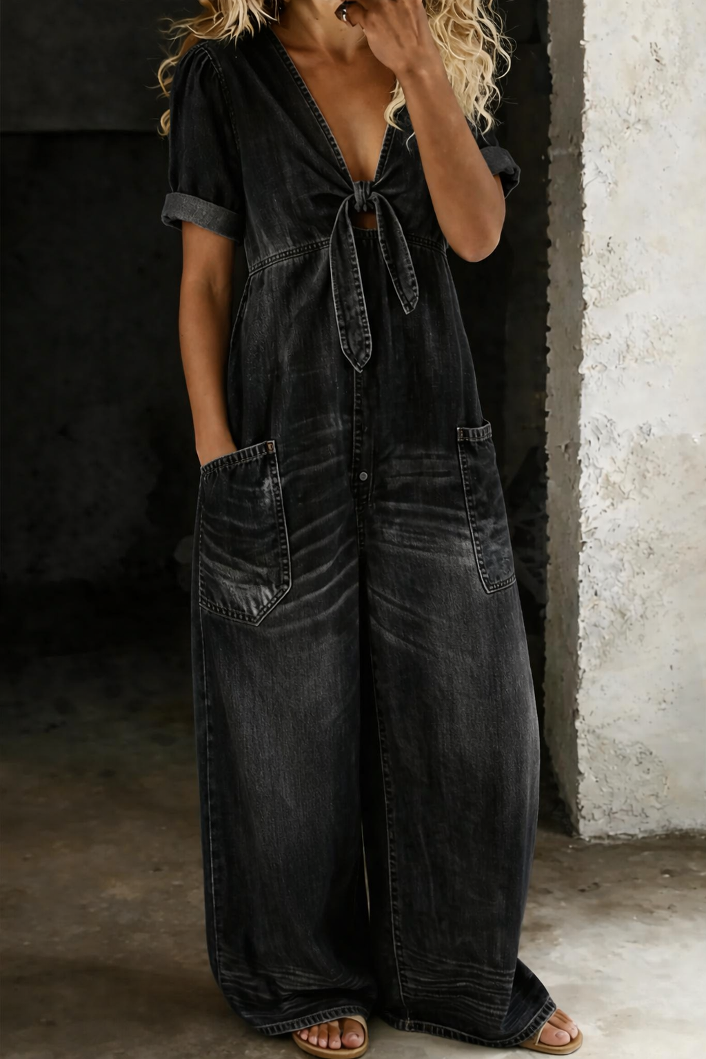 Maya | Short Sleeve V-Neck Jumpsuit
