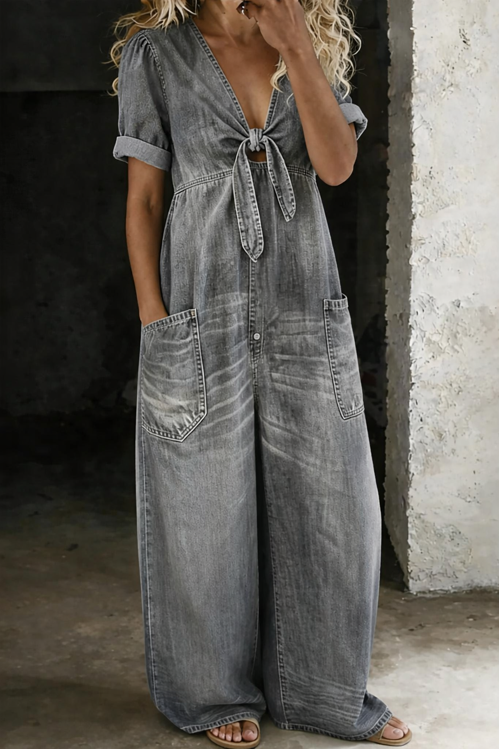 Maya | Short Sleeve V-Neck Jumpsuit