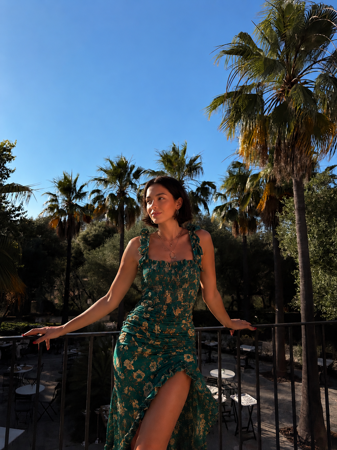 Chiara | Boho Retro Ruffled Sleeves High Slit Maxi Dress
