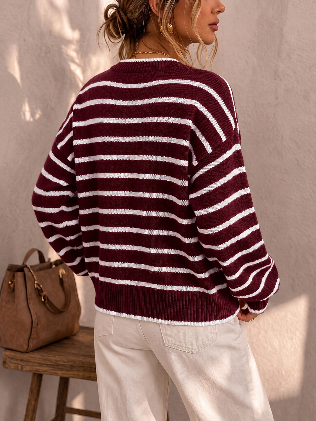Mabel | Striped Knit Sweater Cardigan