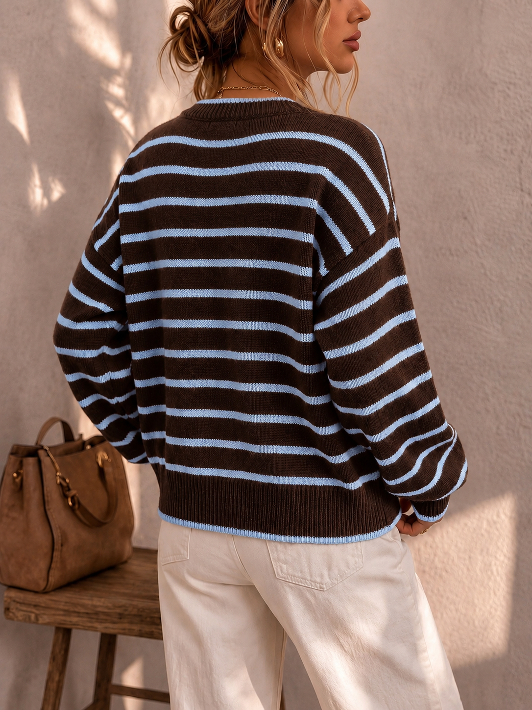 Mabel | Striped Knit Sweater Cardigan