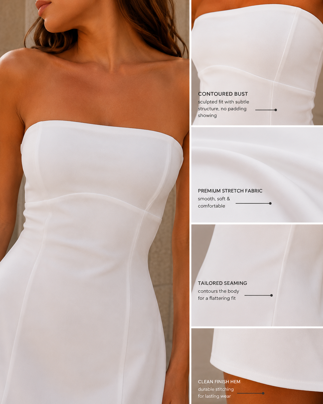 Nova | Strapless Mini Dress Bodice - Lumina