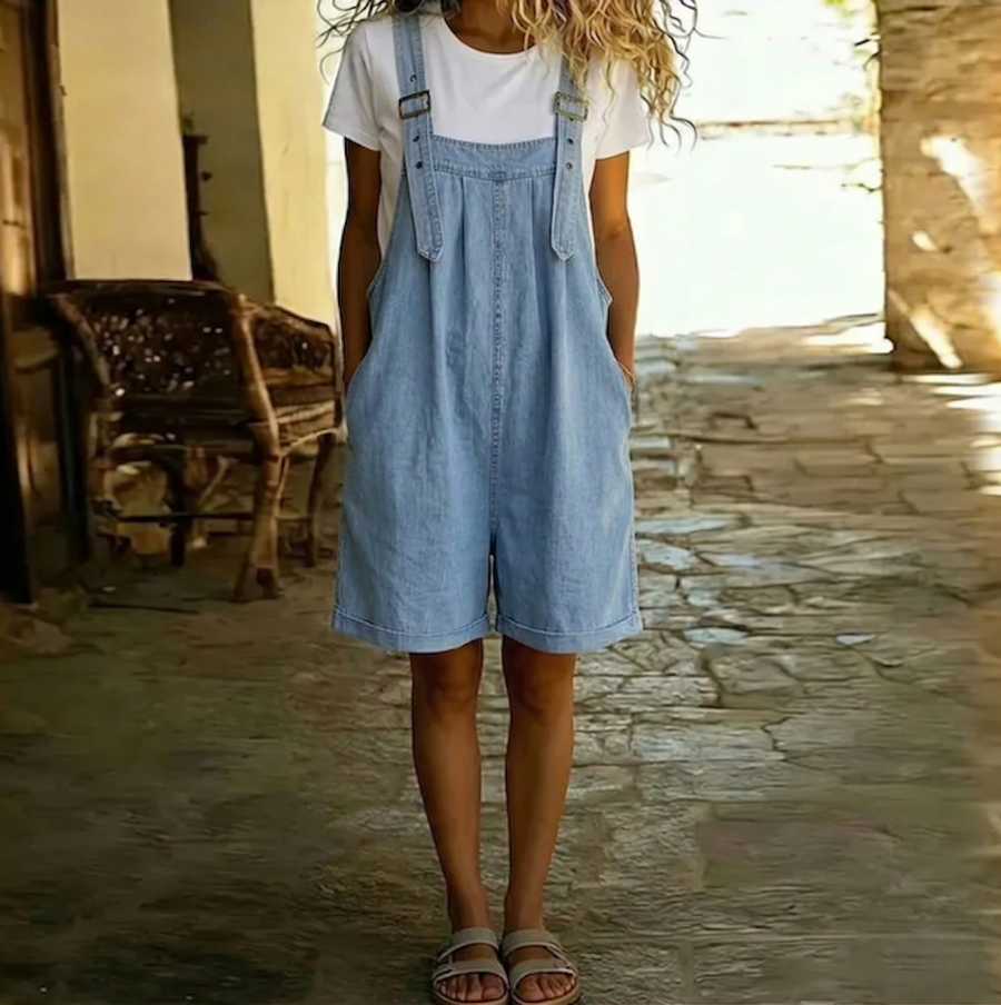 Saylor | Light Blue Vintage Washed Soft Denim Overalls