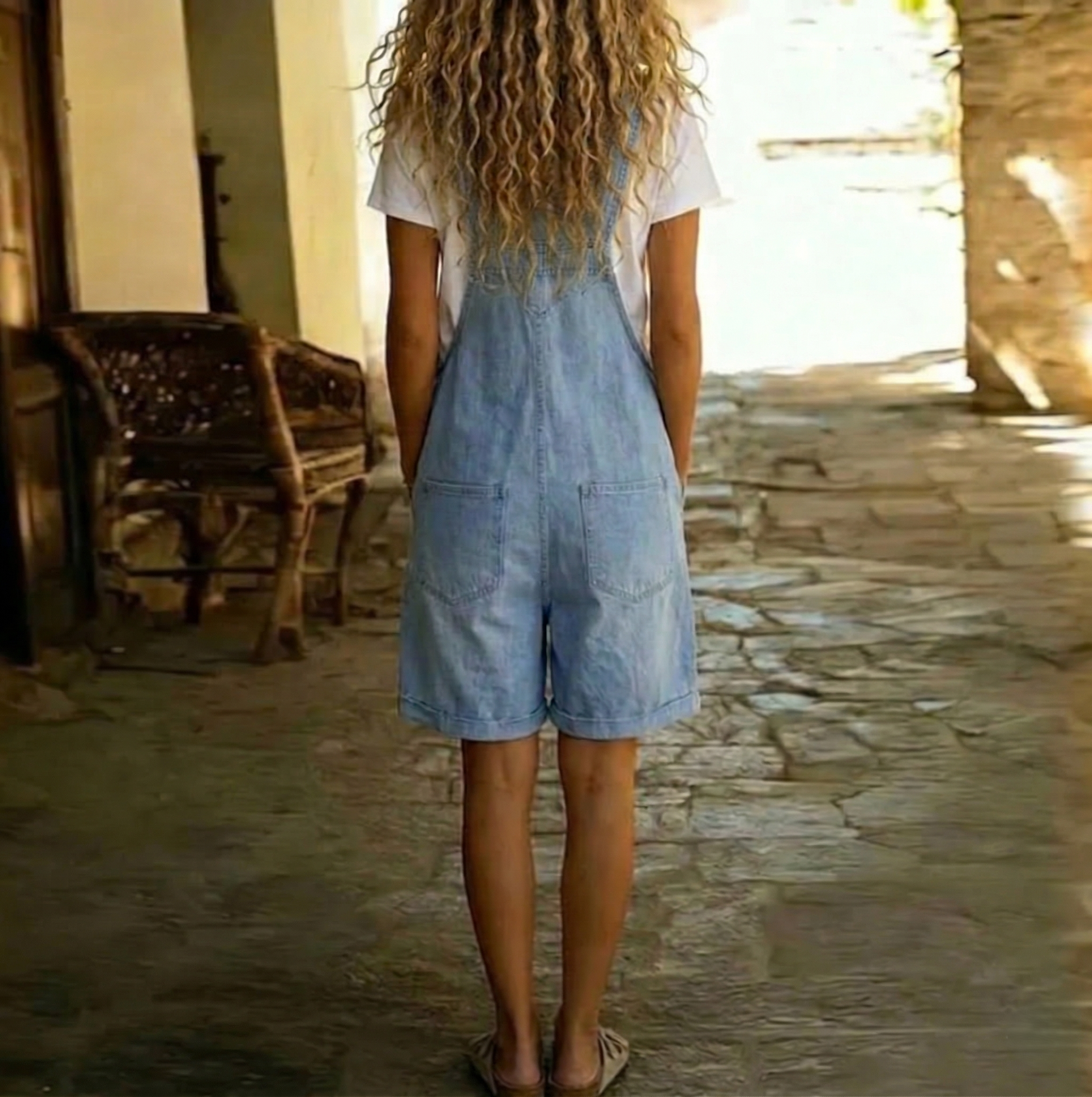 Saylor | Light Blue Vintage Washed Soft Denim Overalls