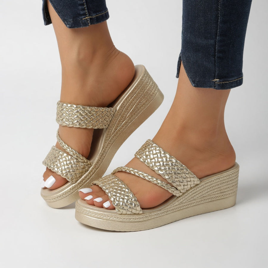 Tresseline™ — Colorful Woven Wedge Mules for a Bright Summer