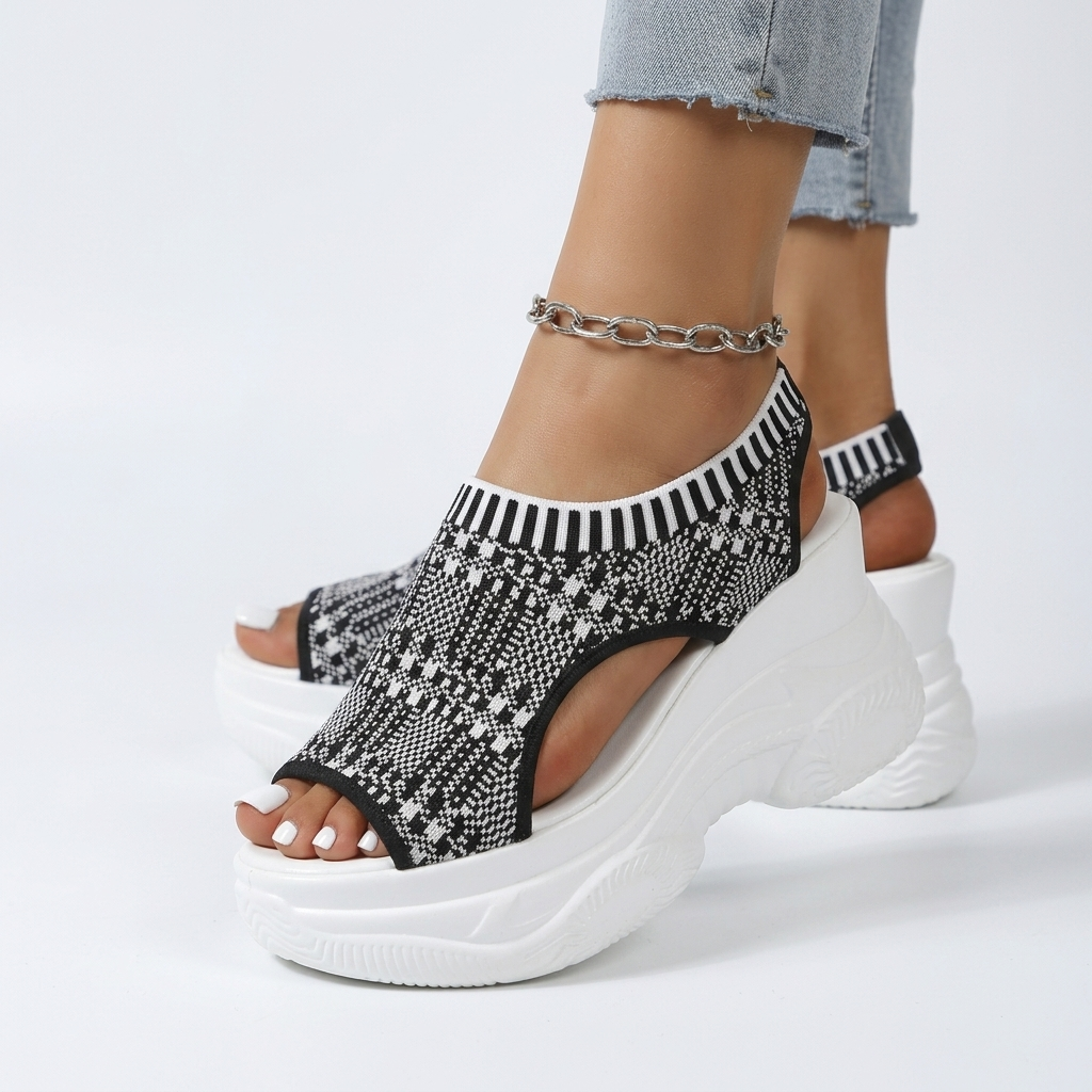 Roxelane™ — Stylish Urban Bold Platform Sandal Adorned with Rhinestones