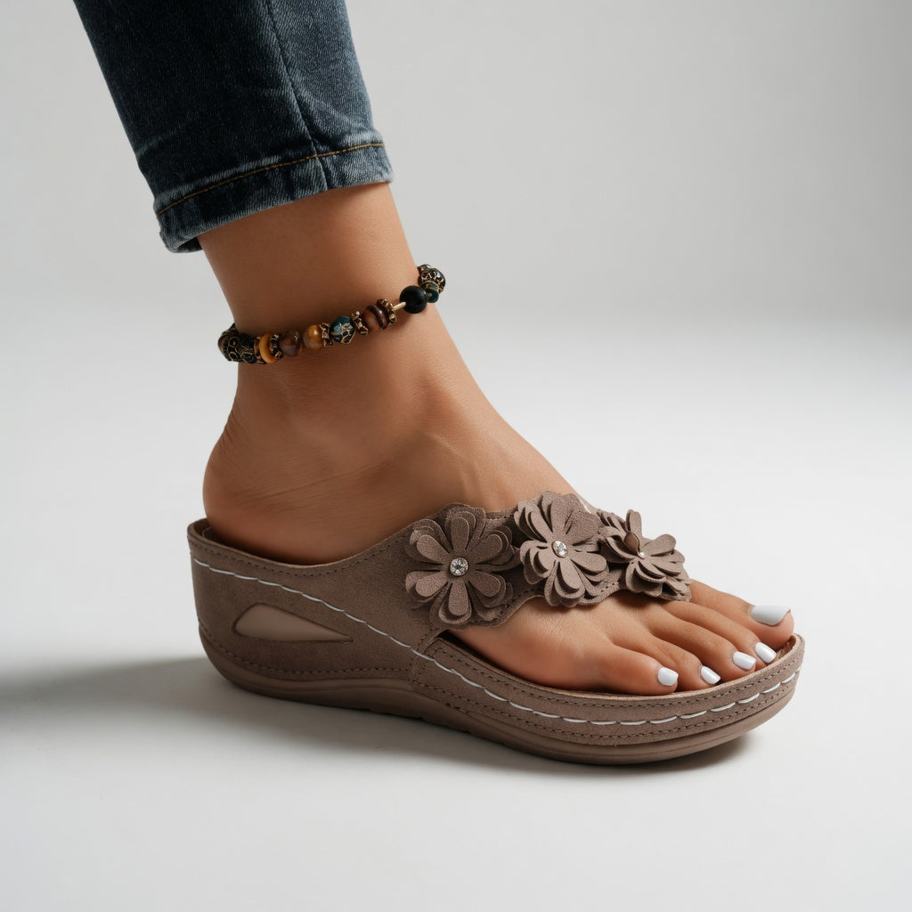 Mauveline™ Floral Wedge Sandals – Embrace Summer Comfort