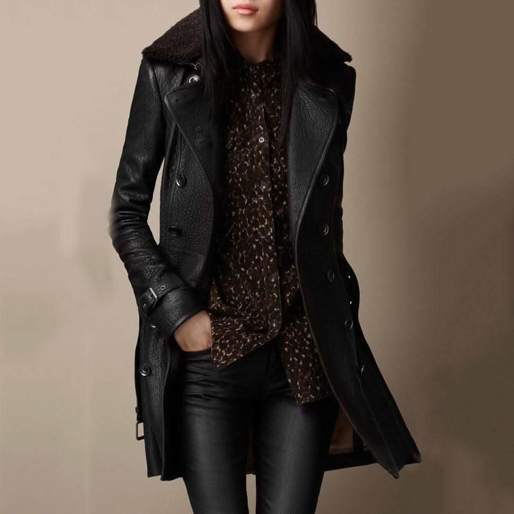 LOTTE | ELEGANT THREE-QUARTER LEATHER COAT