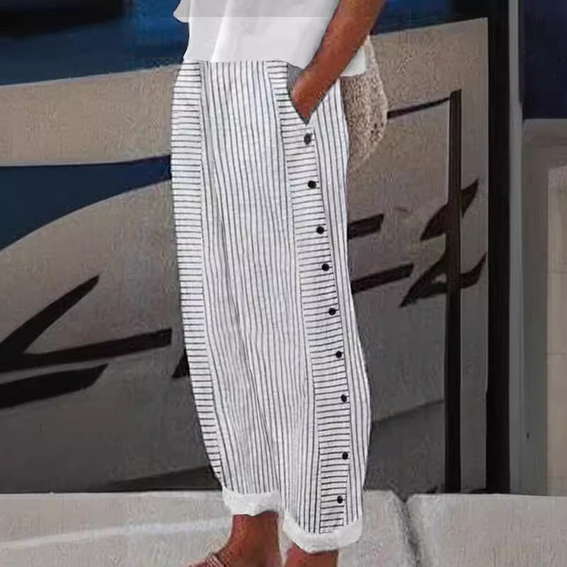 VIENNA – PANTS WITH STRIPED BUTTON DETAILS