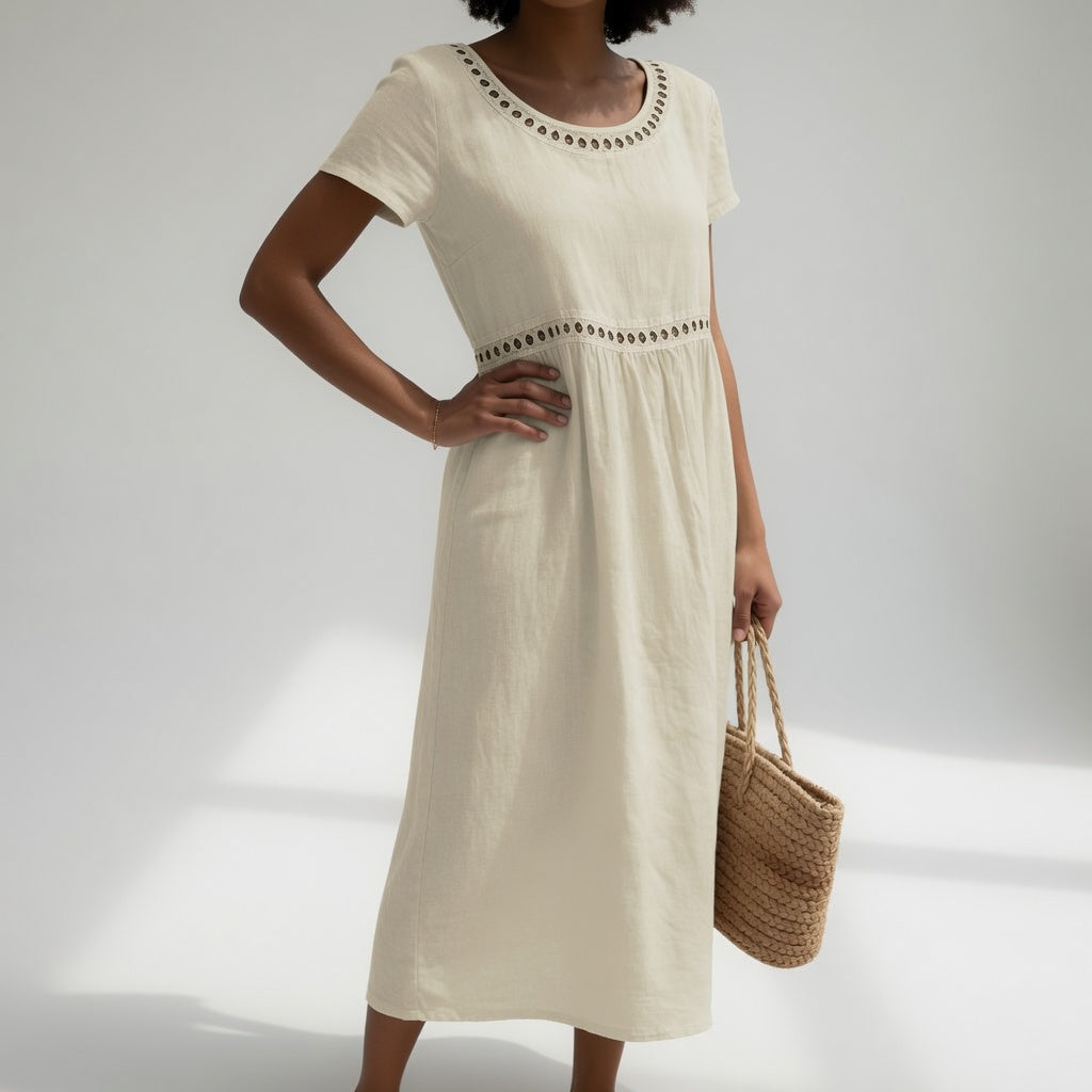 Livia | Embroidered Linen Dress