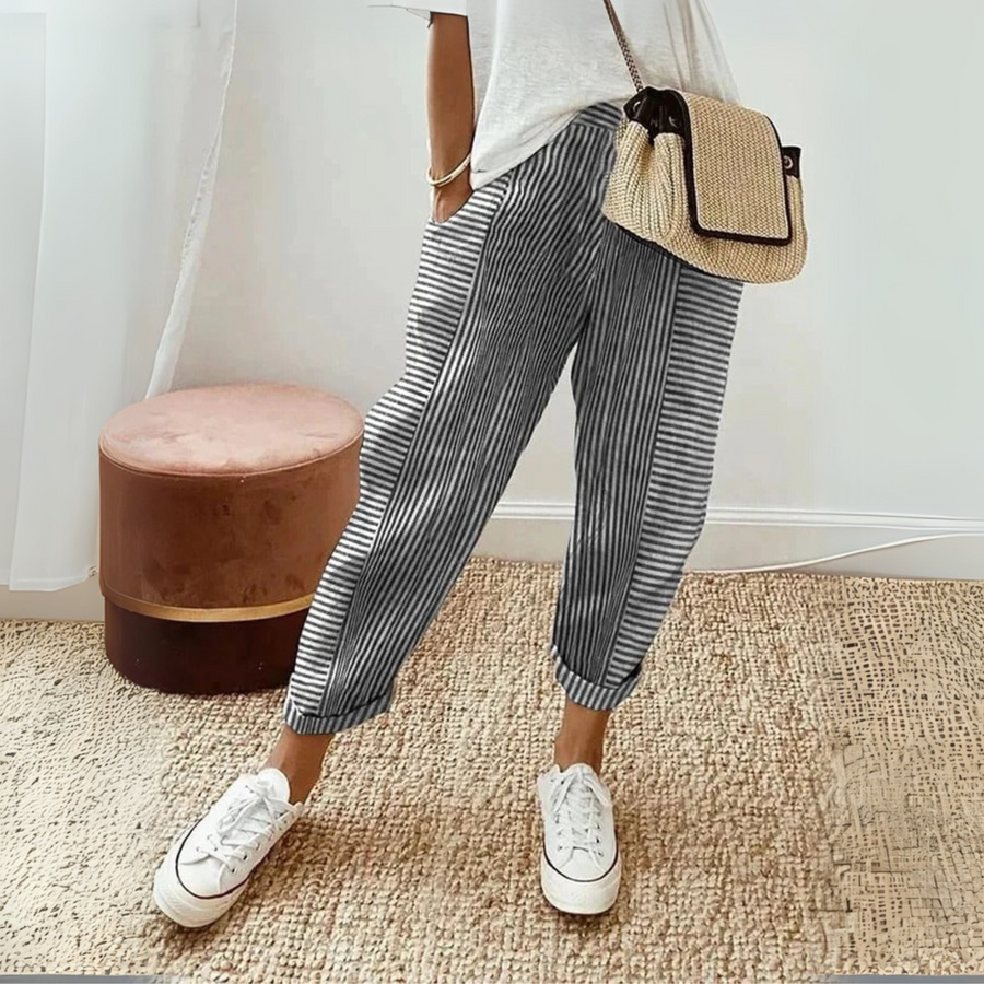 Celia - Timeless Striped Cotton Pants