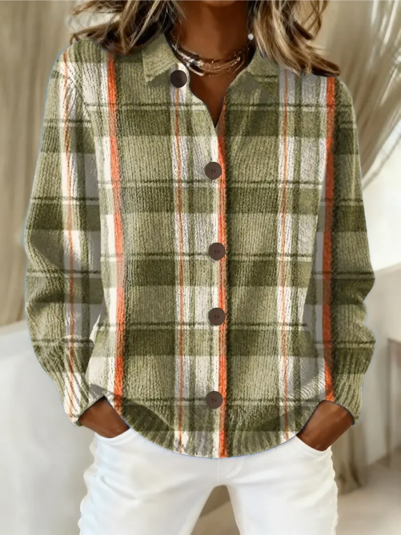 Hazel | Olive Checkered Button-Up Cardigan