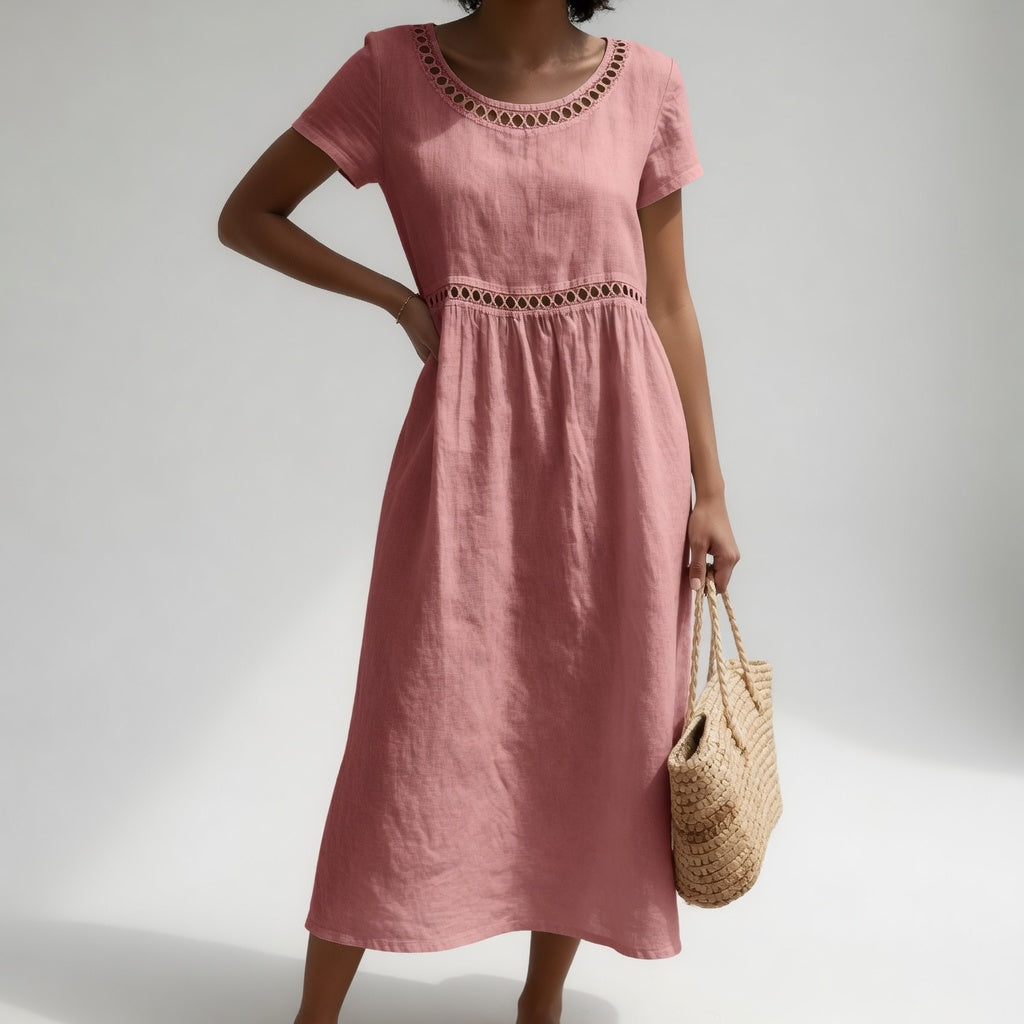 Livia | Embroidered Linen Dress