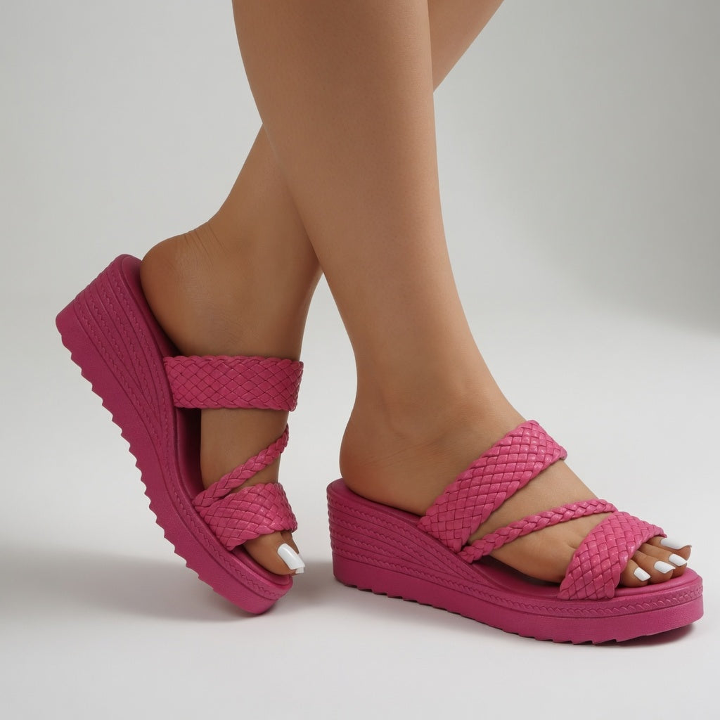 Tresseline™ — Colorful Woven Wedge Mules for a Bright Summer