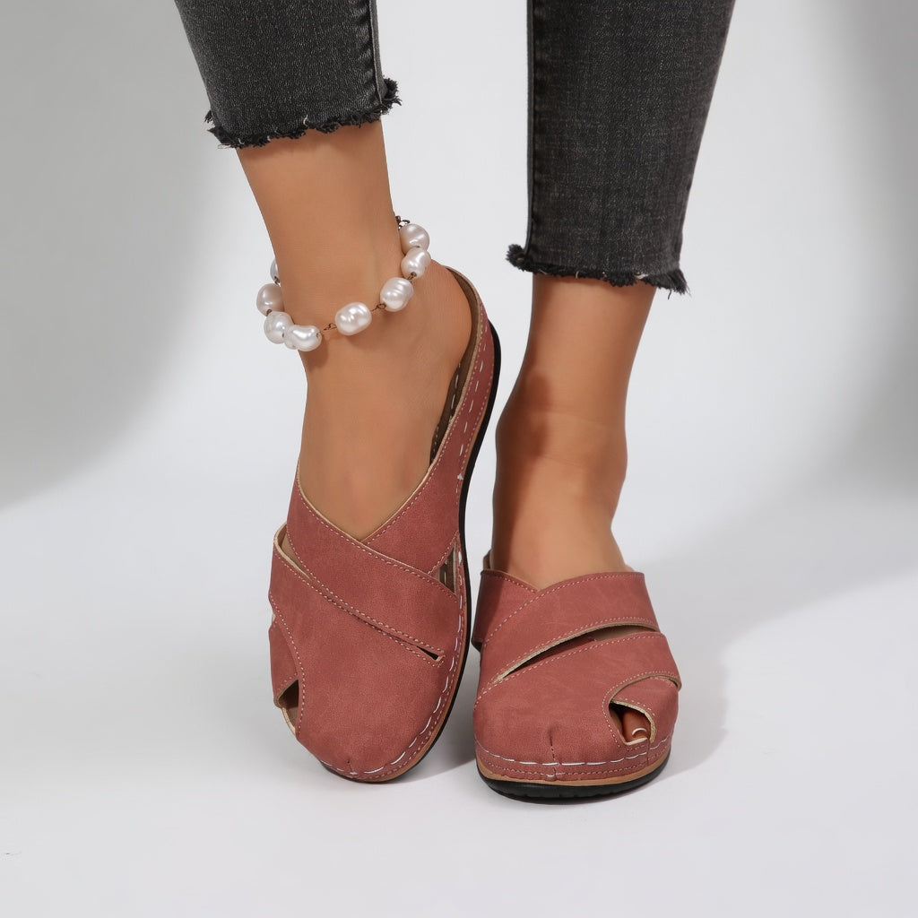 Clémentille™ — Elegant Low-Heel Cut-Out Mules for Natural Comfort