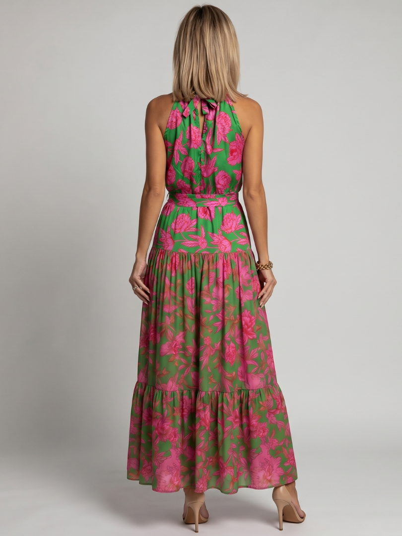 Rowen | Halter Midi Dress with Draped Design