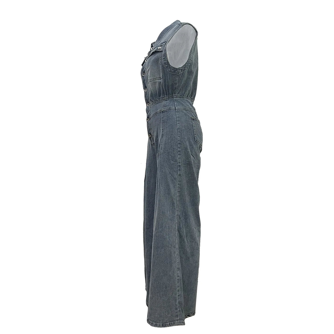 Stella | Wide-Leg Denim Jumpsuit with Cinched Waist