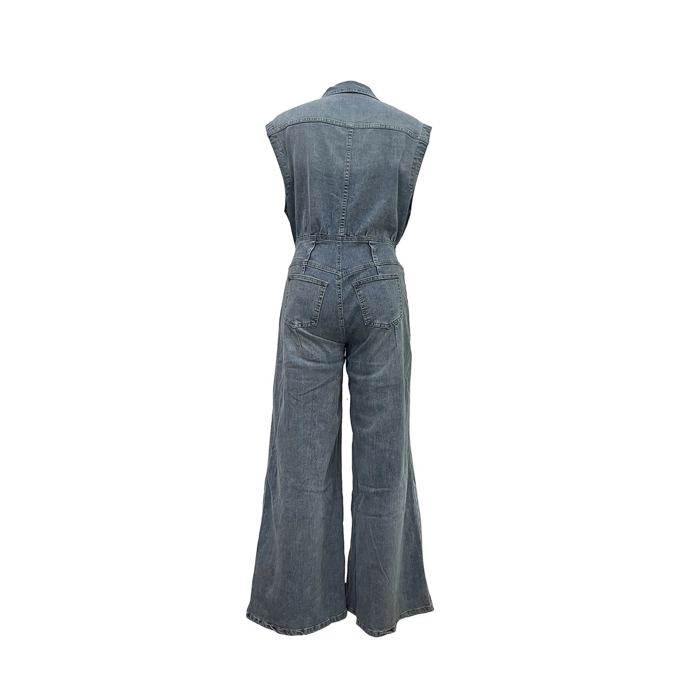 Stella | Wide-Leg Denim Jumpsuit with Cinched Waist