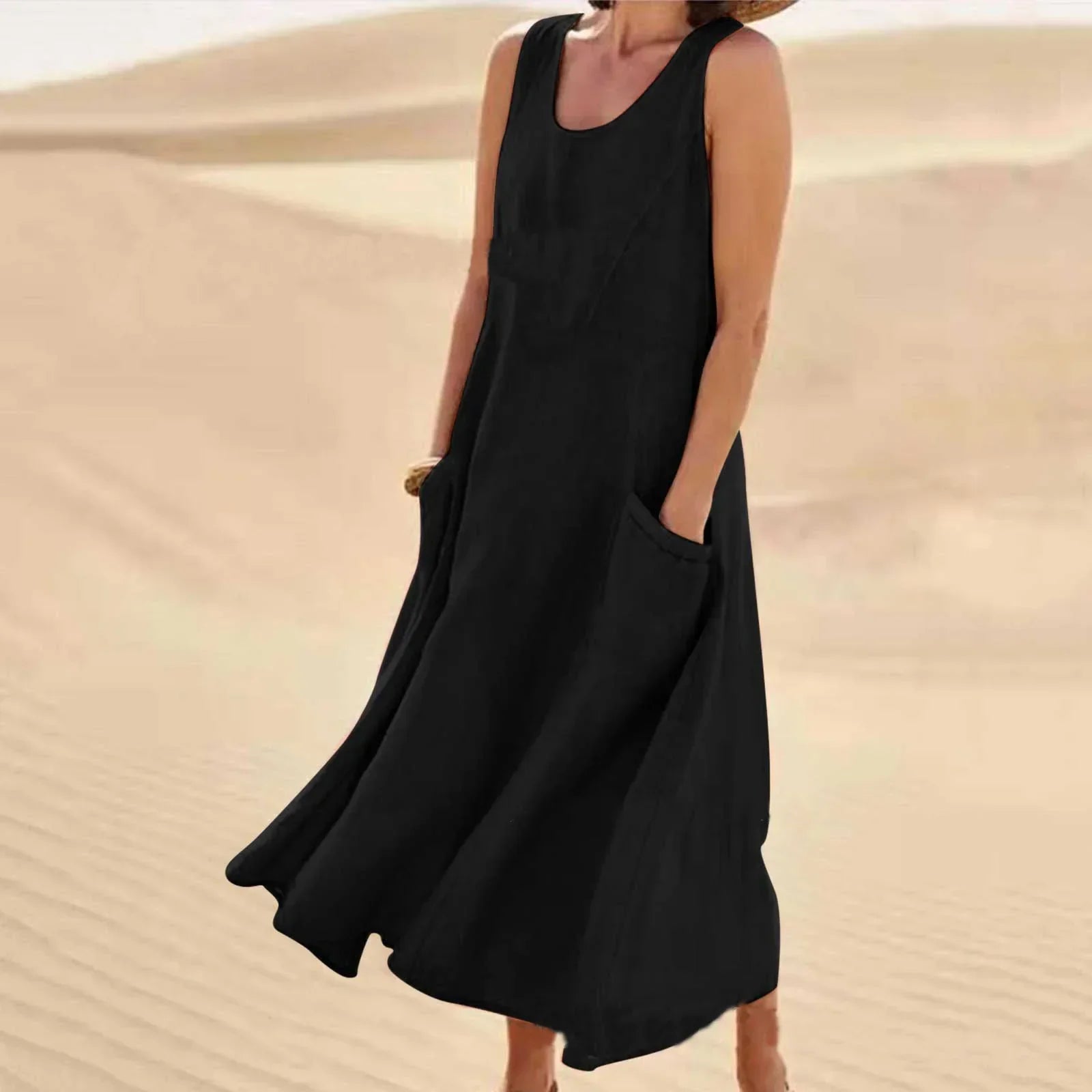 Tina | Women's Summer Midi Dress with Round Neck