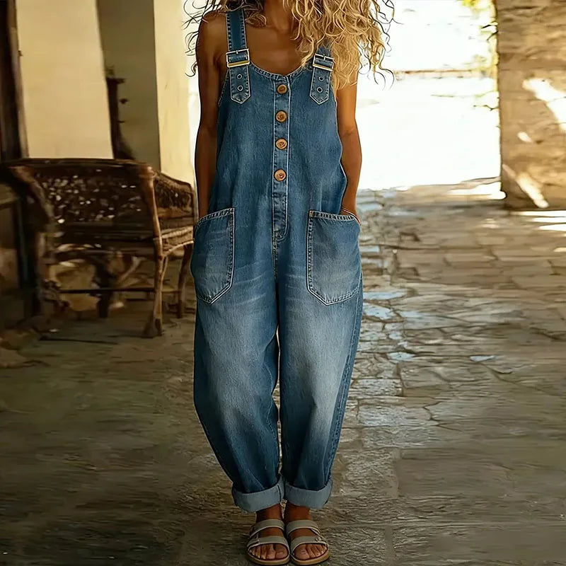 Saylor | Retro-Inspired Soft Denim Overalls with Adjustable Straps