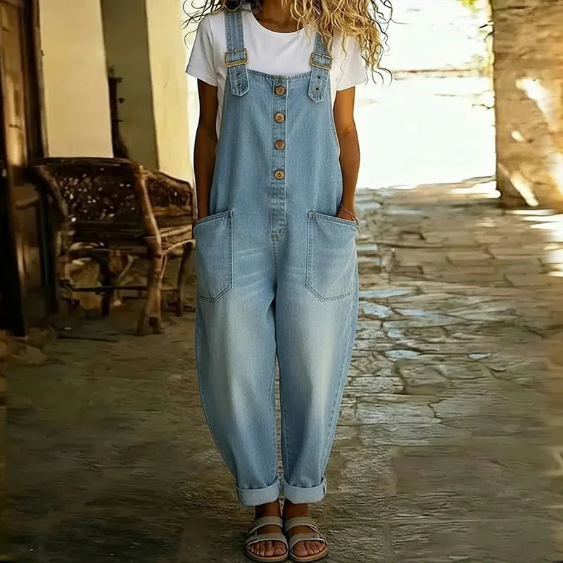 Saylor | Retro-Inspired Soft Denim Overalls with Adjustable Straps
