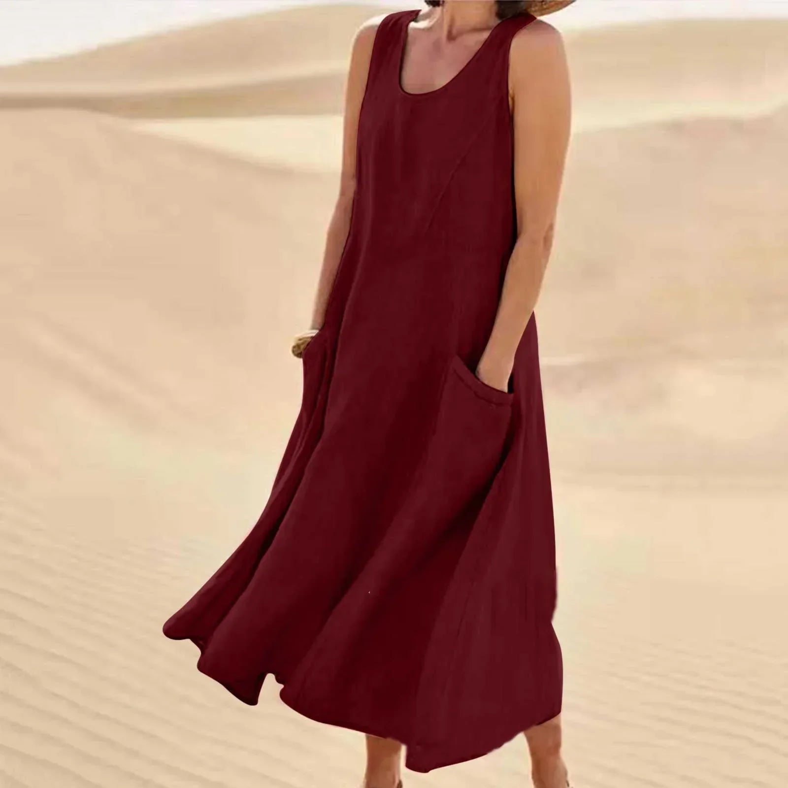 Tina | Women's Summer Midi Dress with Round Neck